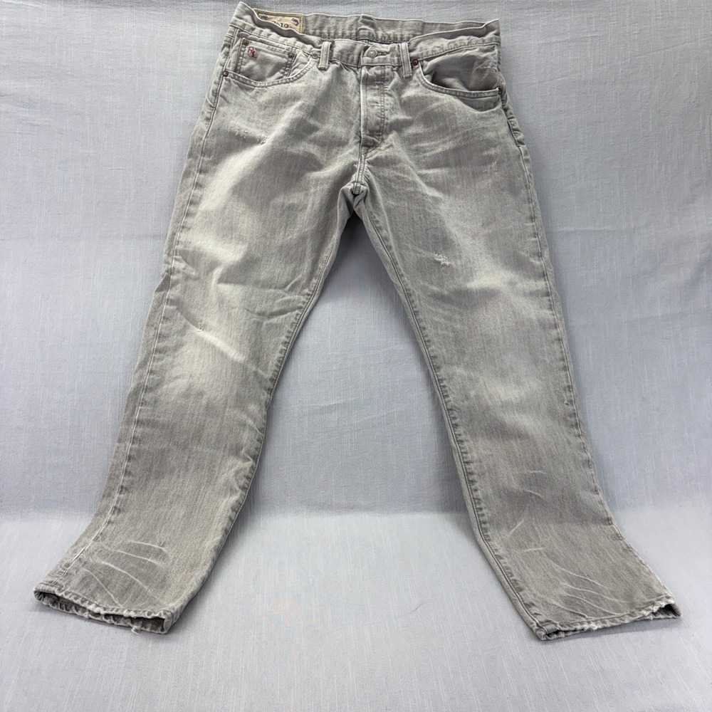 Polo Ralph Lauren Jeans Mens 32 Hampton Straight Gray Distressed Denim Pants